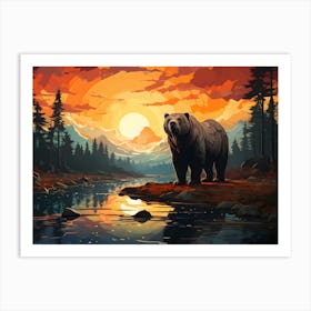 Bear At Sunset Art Print