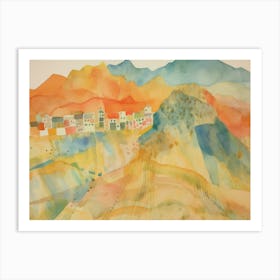 Watercolor Of A Village Art Print