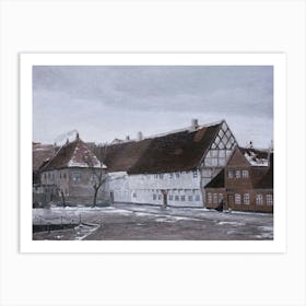 Vintage Winter Village Painting 1 Art Print