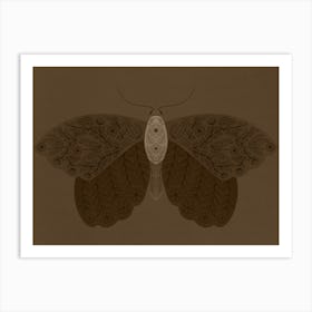 Brown monochrome floral moth Art Print