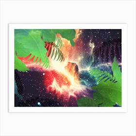 Tropical Space Neon Synthwave Jungle #6 Art Print