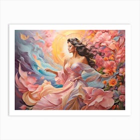 Woman In A Pink Dress Art Print