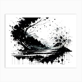 Black And White Ink Painting Art Print