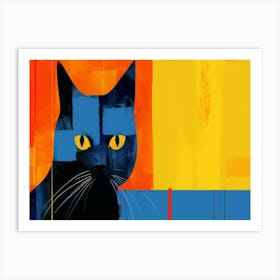 Black Cat With Yellow Eyes Art Print