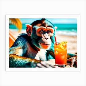 Monkey Hanging At The Beach Art Print