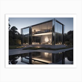 Glass House At Dusk Art Print