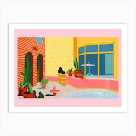 Summer Patio, Hockney Style Art Print