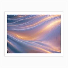 Abstract Background Of Flowing, Wave Like Patterns In Shades Of Blue, Pink, And Orange With A Soft, Luminous Glow Art Print