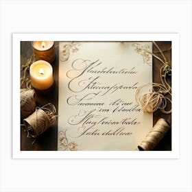 Calligraphic Handwriting Crafting An Elegant Thank You Note Swoops And Curls Of The Letters Intrica (6) Art Print