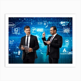 Businessmen Navigating Technology And Digital Communication (5) Art Print