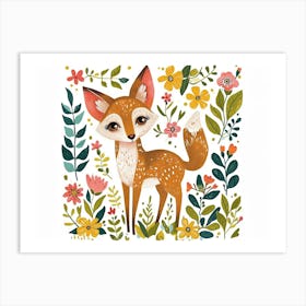 Little Floral Jackal 2 Art Print