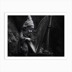 Harp in Black Art Print