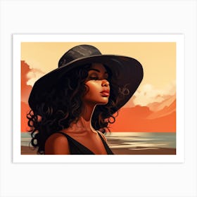 Illustration of an African American woman at the beach 41 Art Print