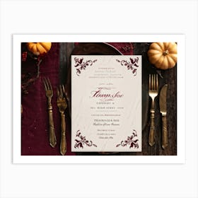 Antique Thanksgiving Invitation Embracing Baroque Flair Centered Marbled Design Hence Its Vintage C (2) Art Print