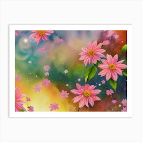 Pink Flowers In The Sky Art Print