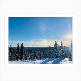 At The Onset Of Winter A Snowy Panorama Unfolds A Vast Forest Exists Beneath The Far Reaching Sky (4) Art Print