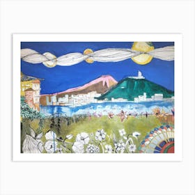 Vesuvius Skyline.   50x70cm  mix technic Art Print