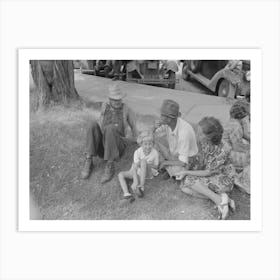 Farm People On Lawn In Front Of Courthouse, Saturday Afternoon, Tahlequah, Oklahoma By Russell Lee Art Print