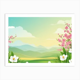 Spring Landscape With Flowers Art Print