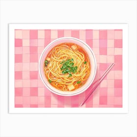 Pho Soup Pink Checkerboard 1 Art Print