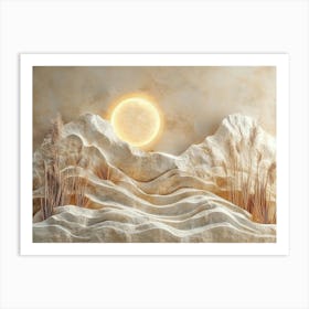 3d Abstract Representations of a Desert Landscape with Textured Sand Dunes and Sparse 1 Art Print