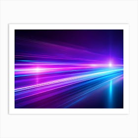 Abstract Background With Streaks Of Blue And Purple Light, Creating A Sense Of Speed And Motion On A Dark Reflective Surface Art Print