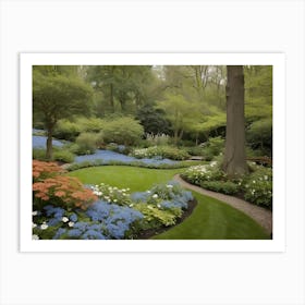 Garden With Blue Flowers Art Print