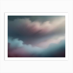 Abstract, Blurry, Pastel Colored Clouds In Shades Of Blue, Pink, And Purple Against A Dark Background Art Print