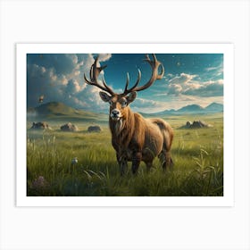 Deer In The Grass 3 Art Print