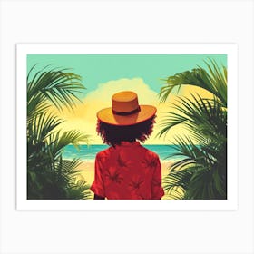 Illustration of an African American woman at the beach 25 Art Print