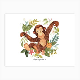 Little Floral Orangutan 3 Poster Art Print