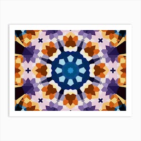 Purple Mosaic Mandala Flower Art Print