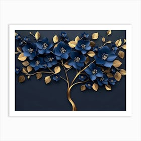 Blue Flower Tree Art Print