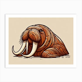 Charming Walrus on the Beach Art Print