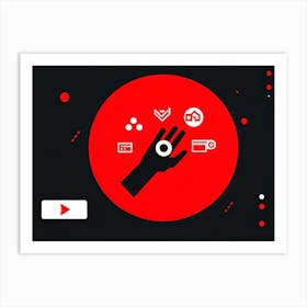 Abstract Digital Illustration Of A Black Mouse Hand With A Red Cursor Icon Reaching For A Collectio Art Print