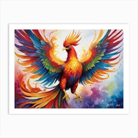 Vibrant Color Painting Of A Mythical Phoenix Bird Art Print