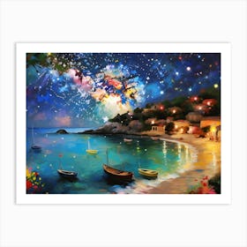 Starry Night At The Beach Art Print