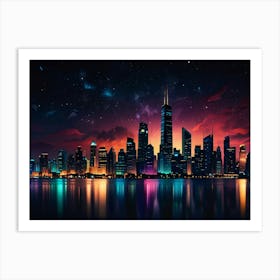 Chicago Skyline At Night Art Print