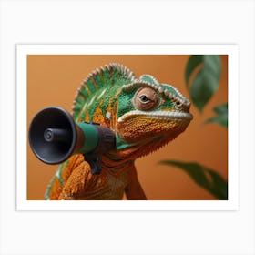 Chameleon With Megaphone Art Print