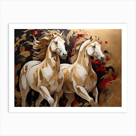 Two Horses Running 9 Art Print