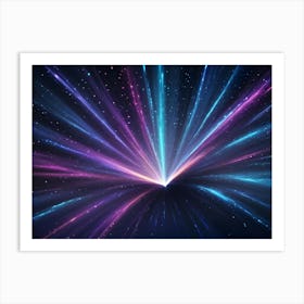 Abstract Image Of A Glowing Starburst With Streaks Of Light In Shades Of Blue, Pink, And Purple Art Print