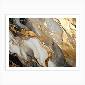 Abstract Marble Texture Swirls Of Gold And Silver Intertwining In A Lavish Dance Of Opulence Palet (4) Art Print