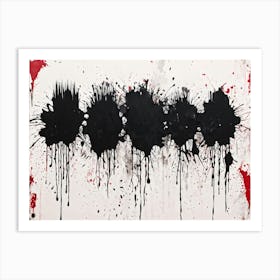 Abstract Painting Featuring Bold Splatters Of Black Ink Grunge Style Silhouettes Emerging Through D (2) Art Print