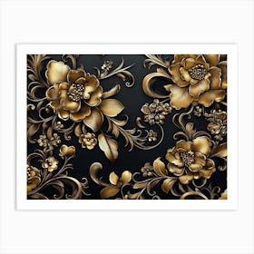 Gold Floral Pattern Art Print