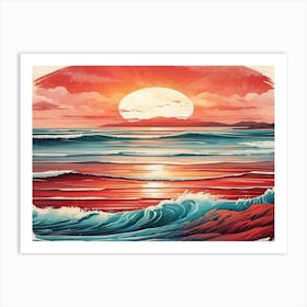 Sunset On The Beach Art Print