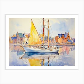 Sailboat In Harbour Art Print