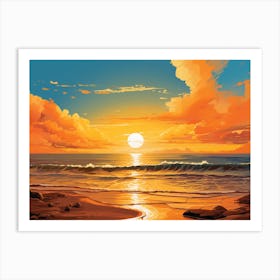 Beach Sunset Of Orange And Yellows Art Print