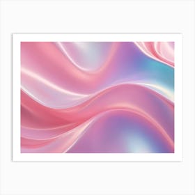 Abstract Image Of A Flowing, Iridescent Surface In Shades Of Pink With Blue And White Highlights 1 Art Print