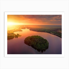 Sunset Over A Lake Art Print