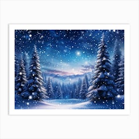 Banner Featuring A Majestic Winter Landscape Blanketed By Pristine Snow Where Magic Snowflakes Gen (5) Art Print